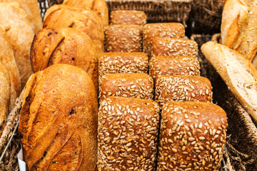 Bread counter at the Mahane Yehuda Market in Jerusalem.