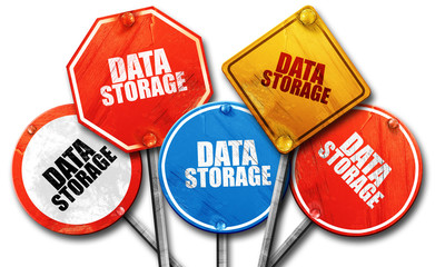 data storage, 3D rendering, rough street sign collection