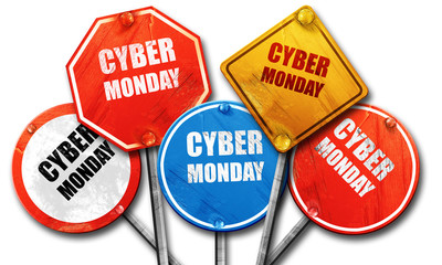 cyber monday, 3D rendering, rough street sign collection