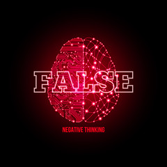 Cold analysis and bursting creativity paired together in negative rejection concept red light concept. Analytical brain. Creative brain. Human thinking. Analytical thinking, Creative thinking.