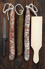 Delicious salami sausages