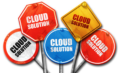 cloud solution, 3D rendering, rough street sign collection