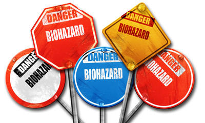 Biohazard sign background, 3D rendering, rough street sign colle