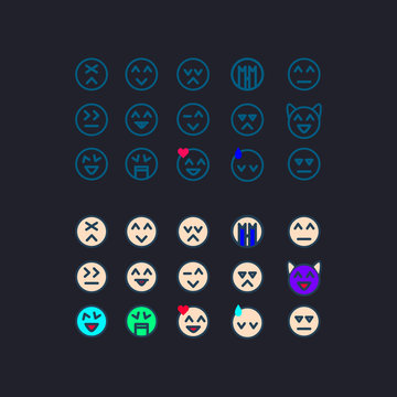 Set of emoticons, emoji isolated on white background, vector illustration.