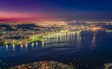 Fototapeta premium Sunset above Rio de Janeiro Botafogo Bay