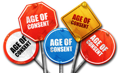 age of consent, 3D rendering, rough street sign collection