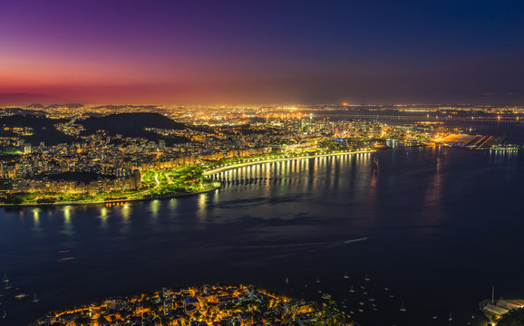 Sunset above Rio de Janeiro Botafogo Bay
