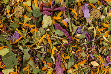 Dried herbal tea leaves