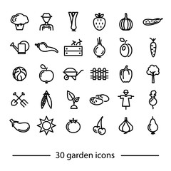set of garden line icons