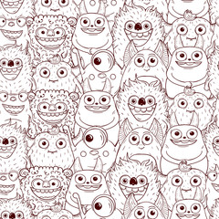 Fototapeta premium Monsters seamless vector pattern.