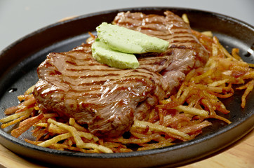 Beef steak with potatoes