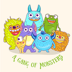 Cartoon cute character Monsters. Vector illustration.