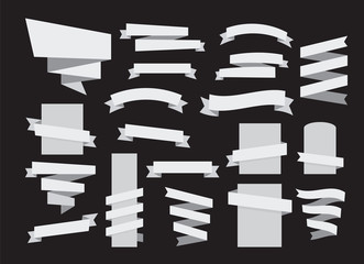 ribbon banner grayscale set