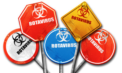 rotavirus concept background, 3D rendering, rough street sign co
