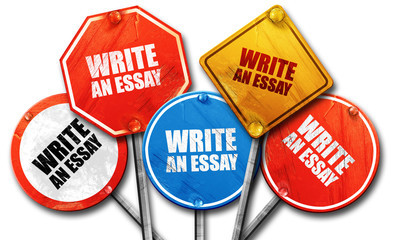 write an essay, 3D rendering, rough street sign collection