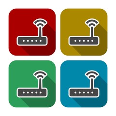 Router icon vector, router icons set with long shadow