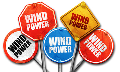 wind power, 3D rendering, rough street sign collection