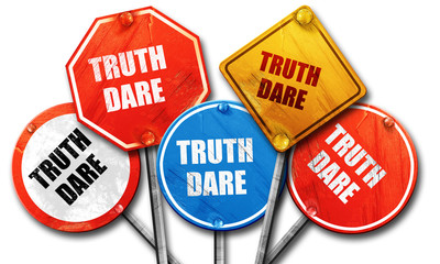 truth or dare, 3D rendering, rough street sign collection