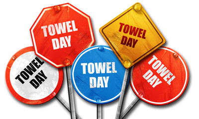 towel day, 3D rendering, rough street sign collection