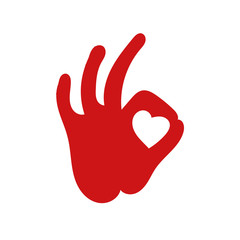 human okay hand sign with heart