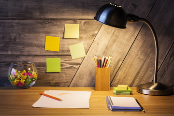 Creative desktop with lamp