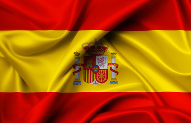 Spain flag of silk illustration