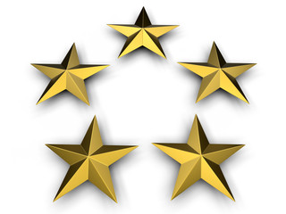 Five stars - 3D render illustration