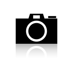 Simple vector camera icon with reflection