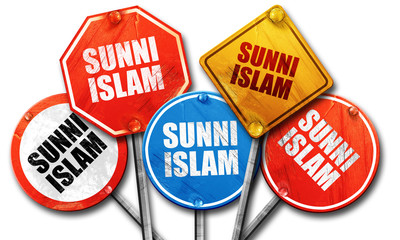 Sunni islam, 3D rendering, rough street sign collection