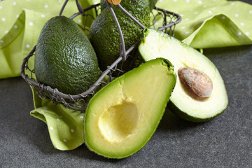 avocado on a black background