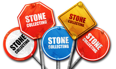 stone collecting, 3D rendering, rough street sign collection