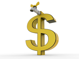 Obraz premium Dollar sign with a tap