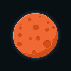 Mars planet vector. Globe Mars texture map in flat style. Globe vector Mars view from space. Red planet solar system.