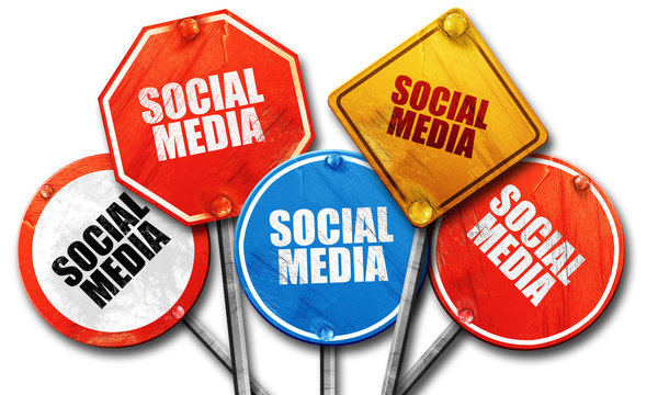 social media, 3D rendering, rough street sign collection