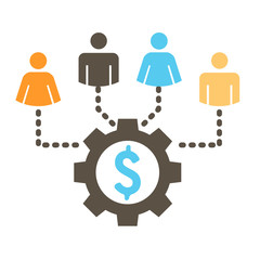 People Working Together to Fund Different Online Ideas with Money Icon Set