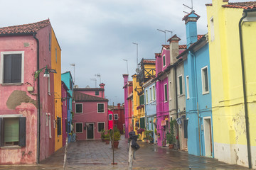 Fototapeta na wymiar Colorful cityscape of Burano, an island nearby Venice, Italy