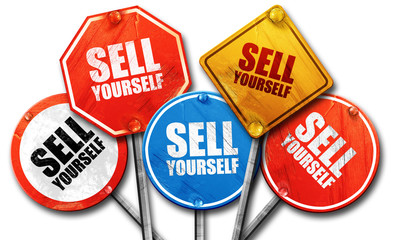 sell yourself, 3D rendering, rough street sign collection