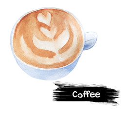 Watercolor capuchino isolated on a white background