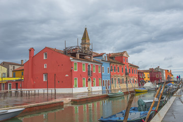 Obraz premium Colorful cityscape of Burano, an island nearby Venice, Italy