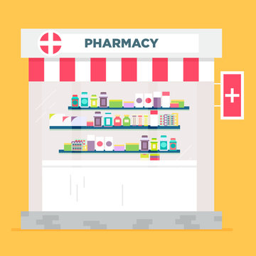 Pharmacy Store Vector Flat Illustration