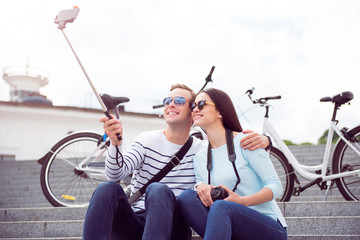 Young couple making a selfie