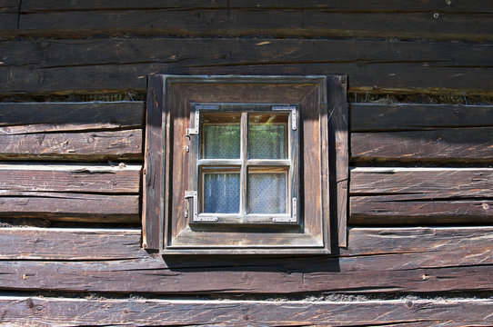 Old style wooden house window