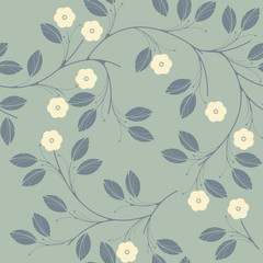 Endless pattern with stylish flowers and leaves