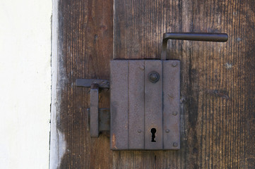 Old wooden door lock