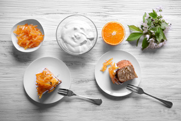 Delicious citrus cake served for breakfast