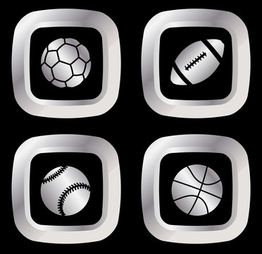 set of four silver sport icons - vector