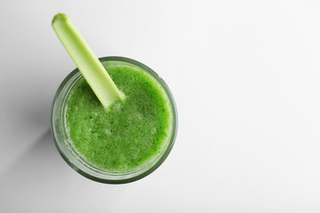 Fresh healthy smoothie on white background