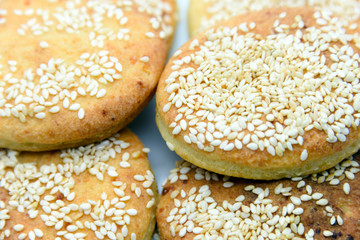 Oval cookies with sesame