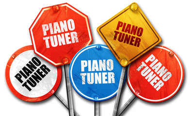 piano tuner, 3D rendering, rough street sign collection