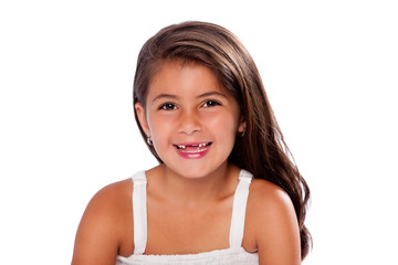 Cute girl missing teeth smiling